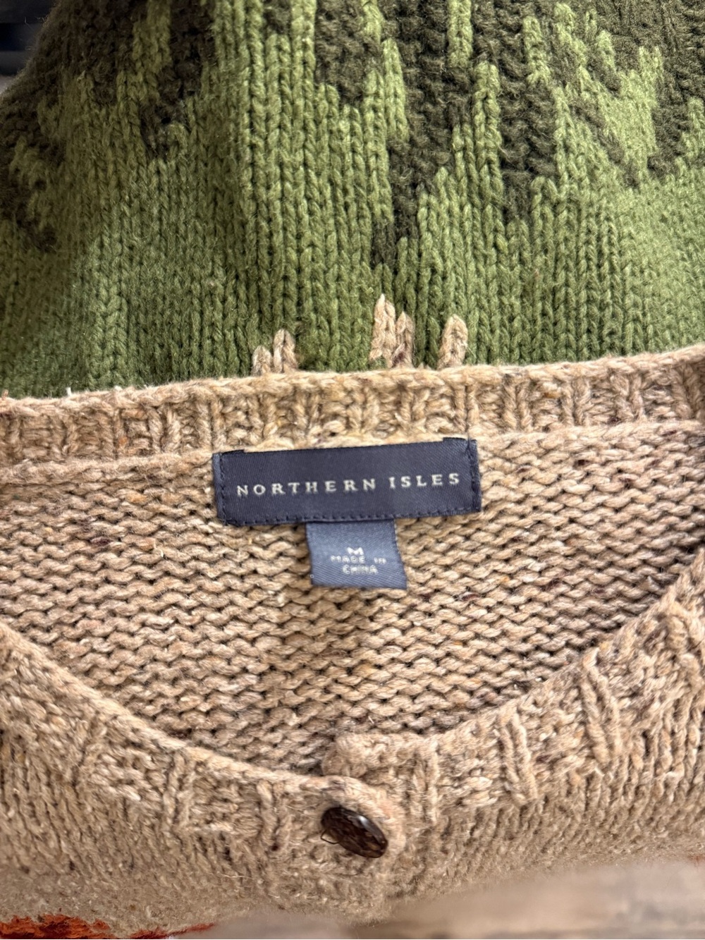 Northern Isles Cozy Scenic Embroidered Wool-Blend Cardigan Sweater - Dog/cabin - Picture 9 of 10